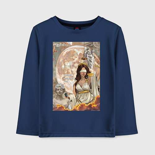 Детский лонгслив Фемида богиня правосудия / Тёмно-синий – фото 1