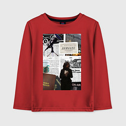 Лонгслив хлопковый детский Журналист эстетика, цвет: красный