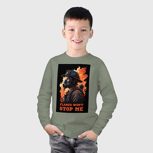 Детский лонгслив Пламя не остановит меня / Авокадо – фото 3