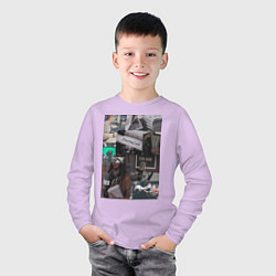 Лонгслив хлопковый детский Журналист эстетика, цвет: лаванда — фото 2