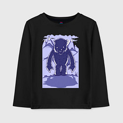 Лонгслив хлопковый детский Медведь и тень в горах, цвет: черный