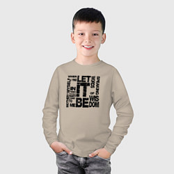 Лонгслив хлопковый детский Let It Be, цвет: миндальный — фото 2