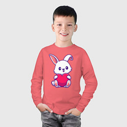 Лонгслив хлопковый детский Heart rabbit, цвет: коралловый — фото 2