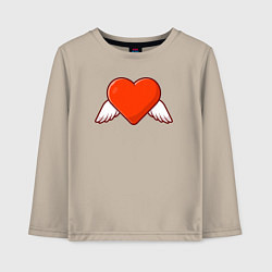 Лонгслив хлопковый детский Крылатое сердце, цвет: миндальный