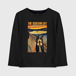 Лонгслив хлопковый детский The scream cat art, цвет: черный