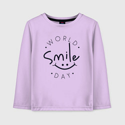 Лонгслив хлопковый детский Всемирный день улыбок, цвет: лаванда
