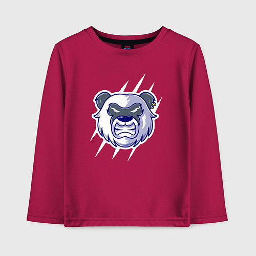 Детский лонгслив Злая панда / Маджента – фото 1
