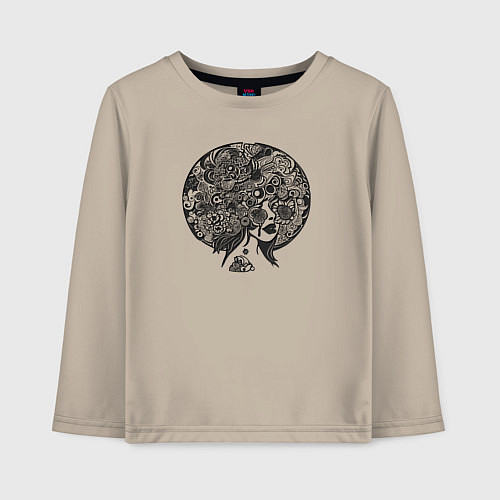 Детский лонгслив Цветочная голова / Миндальный – фото 1