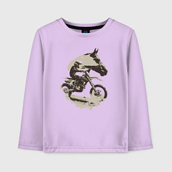 Лонгслив хлопковый детский Мотокросс и лошади, цвет: лаванда