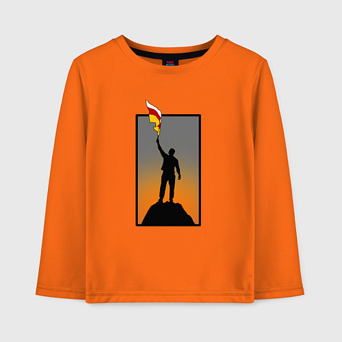 Детский лонгслив Человек с осетинским флагом / Оранжевый – фото 1