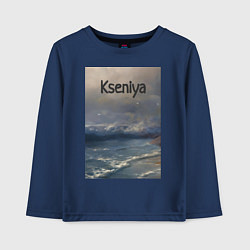 Лонгслив хлопковый детский Kseniya волны, цвет: тёмно-синий