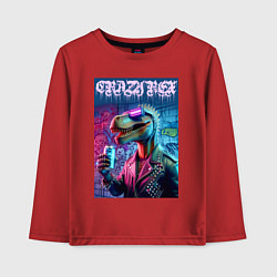 Лонгслив хлопковый детский Crazy rex - ai art fantasy, цвет: красный