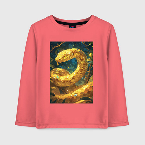 Детский лонгслив Золотая змея / Коралловый – фото 1