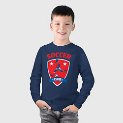 Лонгслив хлопковый детский Sport soccer club, цвет: тёмно-синий — фото 2