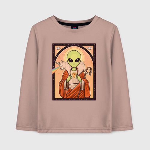 Детский лонгслив Пришелец и кот-единорог / Пыльно-розовый – фото 1