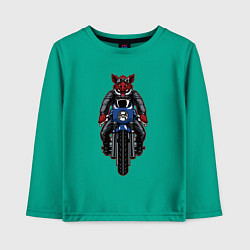 Лонгслив хлопковый детский Кабан байкер, цвет: зеленый