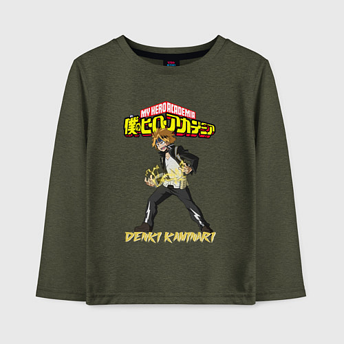 Детский лонгслив Моя геройская академия Denki Kaminari / Меланж-хаки – фото 1