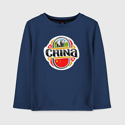 Лонгслив хлопковый детский China panda, цвет: тёмно-синий