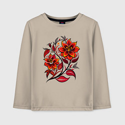 Лонгслив хлопковый детский Алый цветок, цвет: миндальный