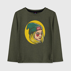 Лонгслив хлопковый детский Видеть, цвет: меланж-хаки
