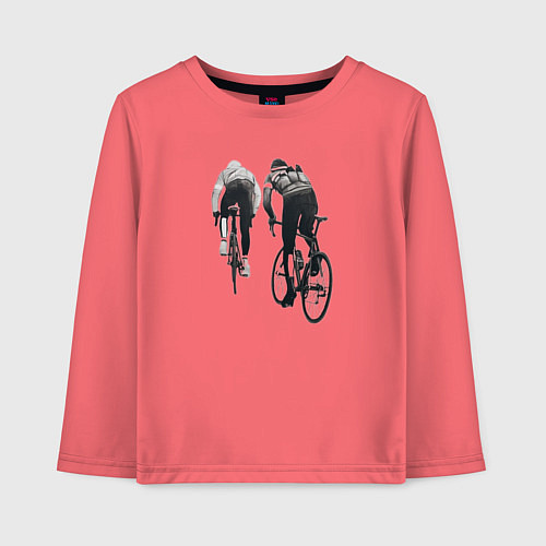 Детский лонгслив Велосипедисты / Коралловый – фото 1