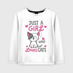 Детский лонгслив Just a girl who loves cats