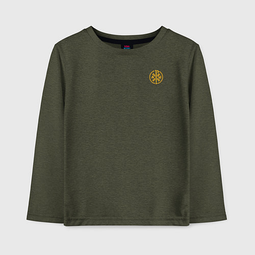 Детский лонгслив Сокрушу пред ним врагов его малая хризма желтая / Меланж-хаки – фото 1