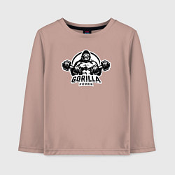 Лонгслив хлопковый детский Gorilla power gym, цвет: пыльно-розовый