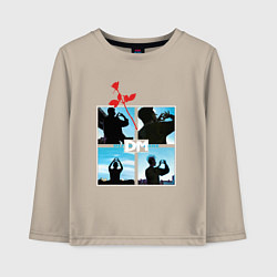 Лонгслив хлопковый детский Depeche Mode world in my eyes: red rose, цвет: миндальный