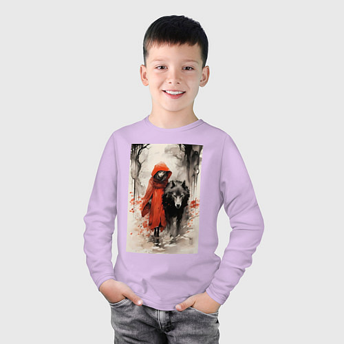 Детский лонгслив Красная шапочка с волком / Лаванда – фото 3