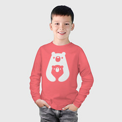 Лонгслив хлопковый детский Обнимашки-мишки, цвет: коралловый — фото 2