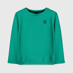 Лонгслив хлопковый детский Мы русские с нами Бог Герб черный на узорном флаге, цвет: зеленый