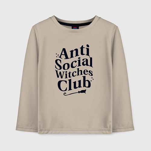 Детский лонгслив Anti social witches club / Миндальный – фото 1