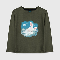 Лонгслив хлопковый детский Зайчик спит на облаках, цвет: меланж-хаки