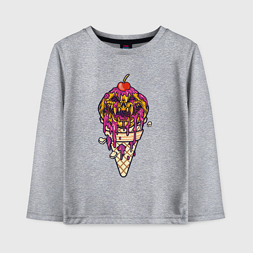 Детский лонгслив Страшное мороженое / Меланж – фото 1