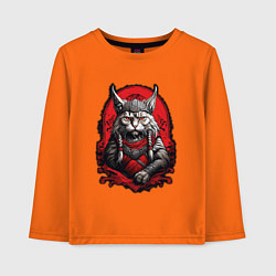 Лонгслив хлопковый детский Кот викинг, цвет: оранжевый