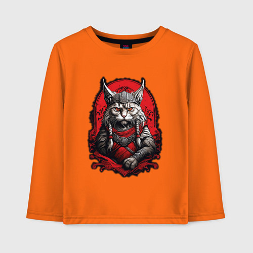 Детский лонгслив Кот викинг / Оранжевый – фото 1