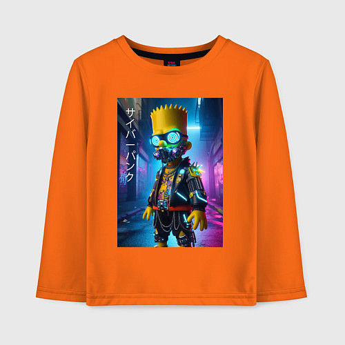 Детский лонгслив Барт Симпсон в респираторе - нейроарт / Оранжевый – фото 1