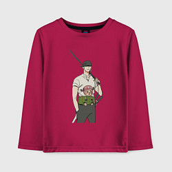 Лонгслив хлопковый детский Ван-Пис Зоро Ророноа Чоппер, цвет: маджента