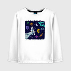 Лонгслив хлопковый детский Космическая галактика, цвет: белый