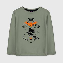 Лонгслив хлопковый детский Ведьмы не стареют - Хэллоуин, цвет: авокадо