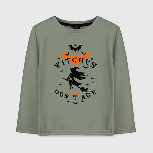 Детский лонгслив Ведьмы не стареют - Хэллоуин / Авокадо – фото 1