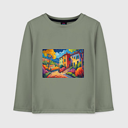 Детский лонгслив Живопись яркие домики фовизм