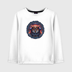 Лонгслив хлопковый детский Сова в наушниках в стиле киберпанк, цвет: белый