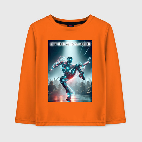 Детский лонгслив Кибер танцор - неоновое свечение / Оранжевый – фото 1
