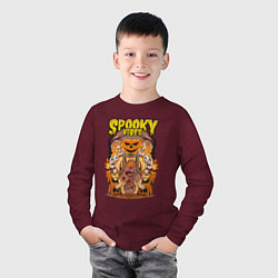 Лонгслив хлопковый детский Хэллоуин spooky vibes, цвет: меланж-бордовый — фото 2