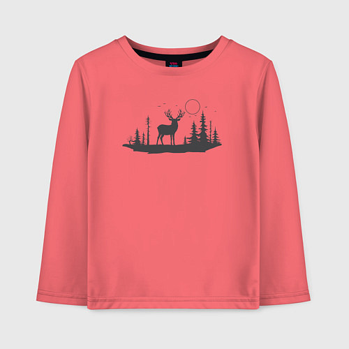 Детский лонгслив Лесной олень / Коралловый – фото 1