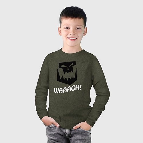 Детский лонгслив Warhammer waaagh game / Меланж-хаки – фото 3