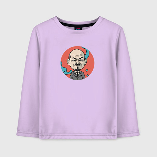 Детский лонгслив Портрет Владимира Ленина / Лаванда – фото 1