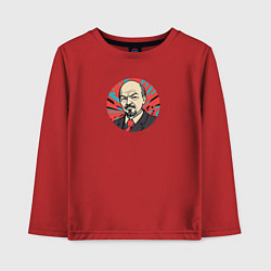 Лонгслив хлопковый детский Портрет Ленина в красном галстуке, цвет: красный